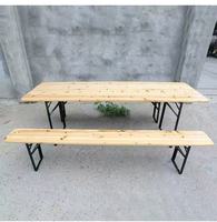 Robuste extérieur rond pique-nique cour fête salle à manger pliant brasserie jardin en bois bière ensemble Table et banc pour événement