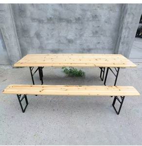 Set Tavolo e <span class=keywords><strong>Panca</strong></span> Birreria Robusto <span class=keywords><strong>da</strong></span> Esterno Pieghevole Rotondo in <span class=keywords><strong>Legno</strong></span> per Picnic, Cortile, Feste, Eventi e <span class=keywords><strong>Giardino</strong></span> - Product Image 2