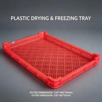 Panier en maille plastique empilable et recyclable pour le séchage et la congélation des produits de la mer : crevettes, filets de poisson, calamars, fruits de mer
