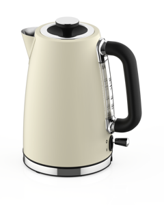 Cream Retro Stainless Steel Electric <b>Tea</b> Kettle 1.7L Hot Water Boiler with Transparent Water Level and <b>LED</b> <b>Light</b> - Product Image 2