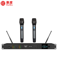 Système de microphone sans fil UHF HuiDu HD-2US 2 canaux avec micros interchangeables (main, cravate, serre-tête) pour conférences et scènes