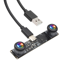 Cámara USB 3D Estéreo VR Sincrónica de 4MP y 60fps, 3840*1080P UVC, Módulo de Cámara Mini USB de Doble Lente con Lente Gran Angular de 180 Grados