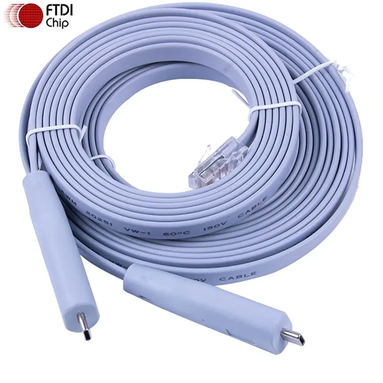 Kabel adaptor ftdi usb Tipe c rs232 ke rj45 6ft kabel adaptor untuk cisco huawei h3c juniper router Tipe c