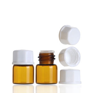 Botella de Vidrio Ámbar Pequeña Vacía de 1 ml para Muestras de Aceites Esenciales con Tapón Interno y Tapa de Rosca de Plástico - Product Image 2