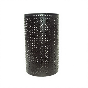 Porte-bougie votif artisanal en fer noir, design Jali découpé, gaufrage et impression, écologique, marque Kamran, élégant - Product Image 1