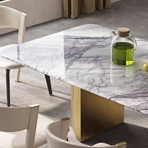 В итальянском стиле; Комплект домашней мебели камень обеденный стол прямоугольной 6 местный мраморный обеденный стол и стул наборы для ухода за кожей - Product Image 3