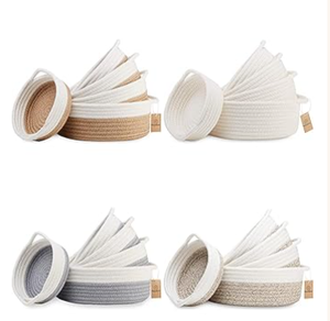 <span class=keywords><strong>Piccolo</strong></span> regalo moderno carino baby shower ovale grigio chiaro e bianco su misura corda di cotone pieghevole intrecciata cesti per soggiorno - Product Image 6