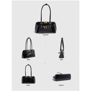 Nouveauté Sac à bandoulière pour femme de style rétro haut de gamme, imperméable, en PU, avec fermeture éclair, motif géométrique, doublure en polyester - Product Image 4