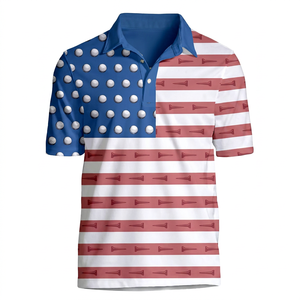 Polo de Golf Ligero con Estampado Animal para Hombre, con Diseño de Pelota de Golf y Tee, Transpirable, de Manga Corta, Informal - Product Image 1