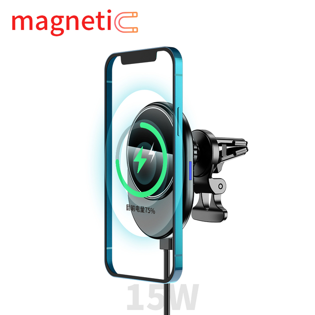 15W Fast Wireless Charger Airvent Magnetic Adjustable Car Mount for iPhone Flexible Phone Holder with PD & QC3.0 Function