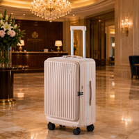 Valise à roulettes rigide à ouverture frontale avec port USB, élégante et luxueuse, personnalisable (OEM) pour voyages
