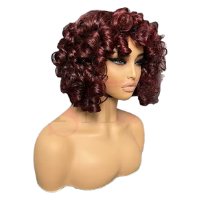 Peluca 100% Humana Vietnamita Virgen Marrón Chocolate de Longitud Corta, Hecha a Máquina, Sin Encaje, Cutícula Alineada para Base de Encaje, 180% de Densidad - Product Image 1
