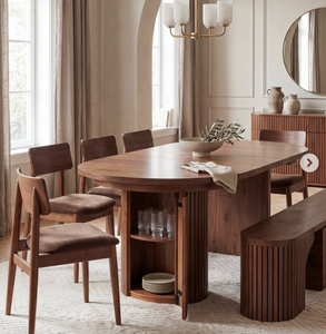 Acquista il Tavolo da Pranzo Moderno Espandibile in Legno Massello per 12 Persone, Set Tavolo <span class=keywords><strong>e</strong></span> Panca Espandibili in Legno Massello - Product Image 1