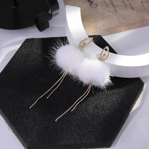 925 Ago d'argento Lungo Nappa <span class=keywords><strong>Orecchini</strong></span> Della Ragazza di Balletto pom pom lunga di goccia della vite prigioniera Della Nappa <span class=keywords><strong>orecchini</strong></span> - Product Image 4