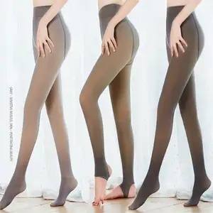 Opaque Tights for Women Solid Color Pantyhose Stockings High Waist Stretchy  Fall Brushed Leggings for Women
