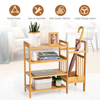 Zapatero de Bambú de 4 Niveles con Soporte para Paraguas y Estantes, Ideal para la Entrada, la Sala de Estar o como Organizador de Zapatos
