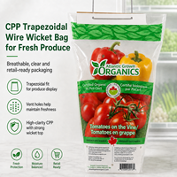 Fabrikant aangepaste logo transparante plastic verpakkingen voor groenten en fruit, wicketzakken, food grade CPP trapezium sla zakken