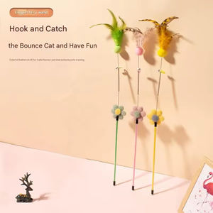Juguete para Gatos, Varita Larga con Plumas y Campana para Estimular a los Gatos - Product Image 4