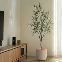 Arbre d'olivier artificiel réaliste 210-240 cm, arbre artificiel en plastique en pot pour décoration intérieure et extérieure