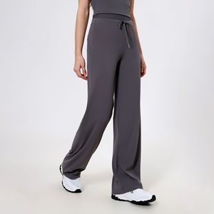 Pantalon de yoga pour femme à taille haute avec cordon de serrage, coupe large, doux, fluide, extensible, longueur intégrale, décontracté, pour fitness et sport, vente en gros - Product Image 1