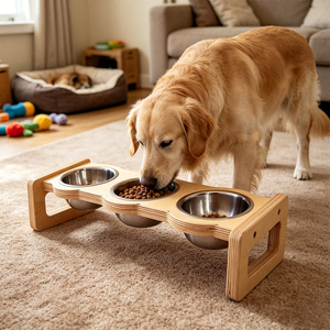 Comedero Elevado <span class=keywords><strong>de</strong></span> Madera Ecológico y Moderno para Perros y Gatos, Diseño Ergonómico que Evita la Tensión del Cuello, Fácil <span class=keywords><strong>de</strong></span> Limpiar - Product Image 1