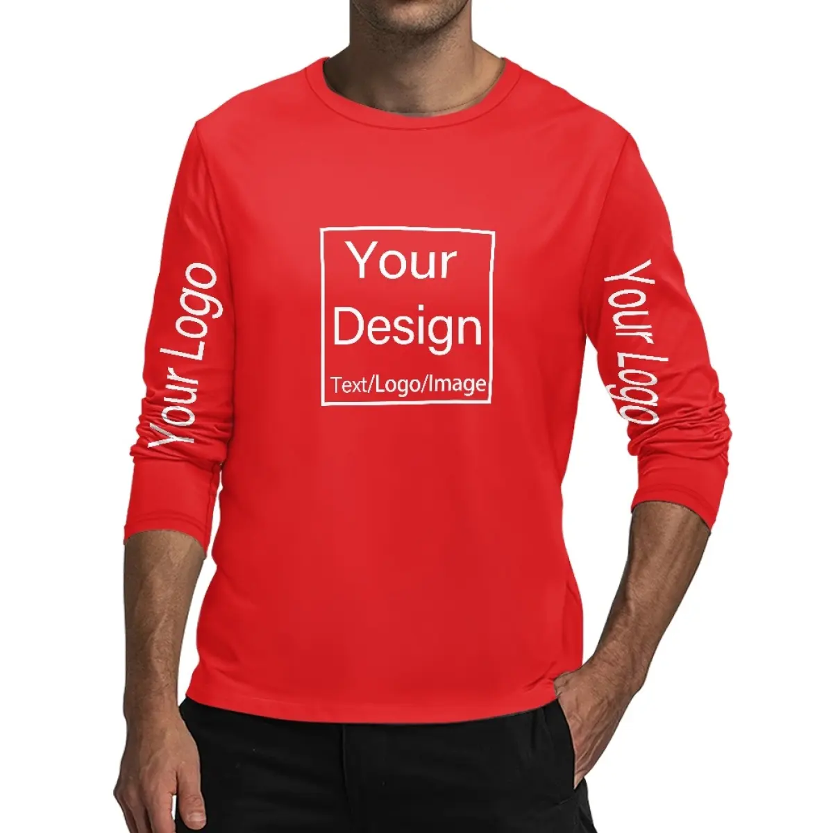 Dropshipping Kleding Hoge Kwaliteit Custom Heren Lange Mouw T-Shirt Mode Sport T-Shirt Geschikt Voor Mannen Must-Have T-Shirt