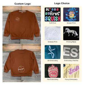 Sweat-shirt personnalisé pour femme, 310 GSM, pur coton, coupe ample, épaules tombantes, col côtelé épais vertical, OEM - Product Image 2