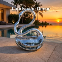 Sculpture abstraite de cygne en acier inoxydable de style européen moderne, poli miroir 8K, couleur personnalisée, décoration de jardin, hôtel, paysage
