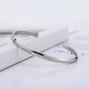 yunnique Titanium Steel Cuff <b>Bracelet</b> Engraved Live What You <b>Love</b> Geometric Open Design Unisex Jewelry Gift - Product Image 3