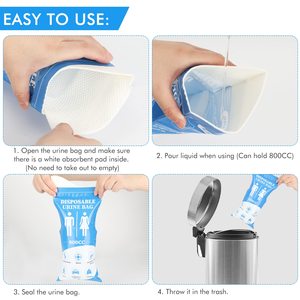 Bolsas <span class=keywords><strong>de</strong></span> Orina Desechables <span class=keywords><strong>de</strong></span> 800 ml, Mini Inodoro Portátil <span class=keywords><strong>de</strong></span> Emergencia para <span class=keywords><strong>Viajes</strong></span> y Automóvil, Unisex con Polímero Súper Absorbente - Product Image 6