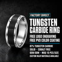 Bague de mariage pour homme en carbure de tungstène bicolore 8,5 mm, motif brique, noir et argent satiné, ajustement confortable, logo personnalisé OEM ODM