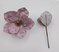 Fleurs de magnolia de Noël de 22 cm, fleurs artificielles de poinsettia scintillantes avec tiges pour arbre de Noël, couronne, fête de mariage, bricolage
