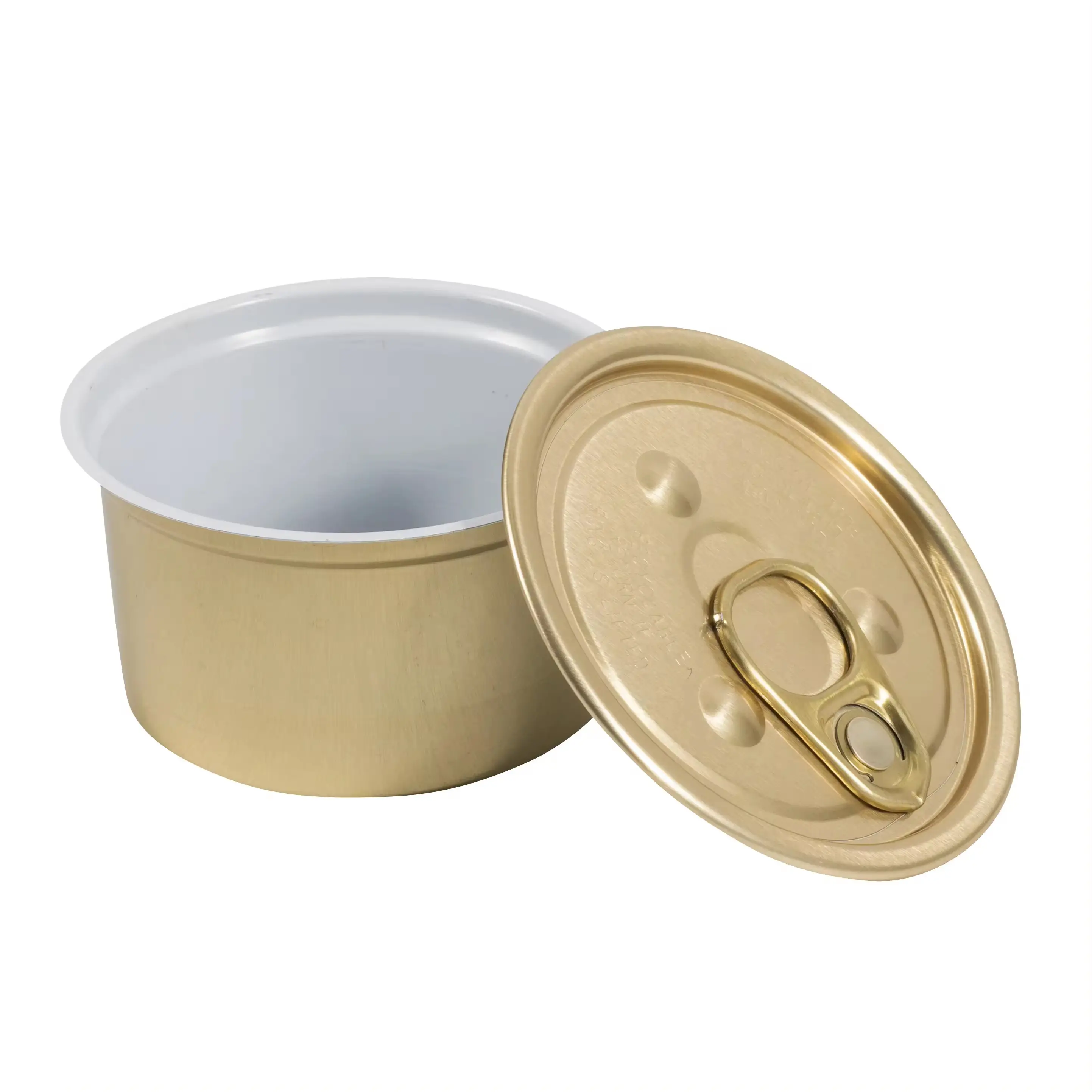 Custom Tin Cans Empty Aluminum 2-Piece Can 80ml Metal Jar For Tuna Fish Oil Sea Food Wet Pet Food Canning