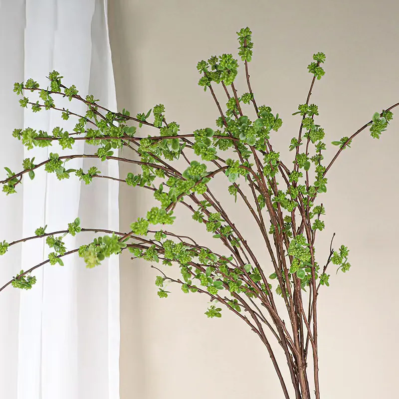Flores de primavera flores artificiales 51,57 ''rama de árbol de ramitas de nuez de Milán de frijol pequeño verde para decoración del hogar