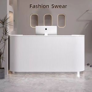 Mostrador de recepción para tienda de ropa, mostrador comercial para salón de belleza, mostrador de bar de lujo, mostrador simple para negocios, moderno, en forma de arco - Product Image 4
