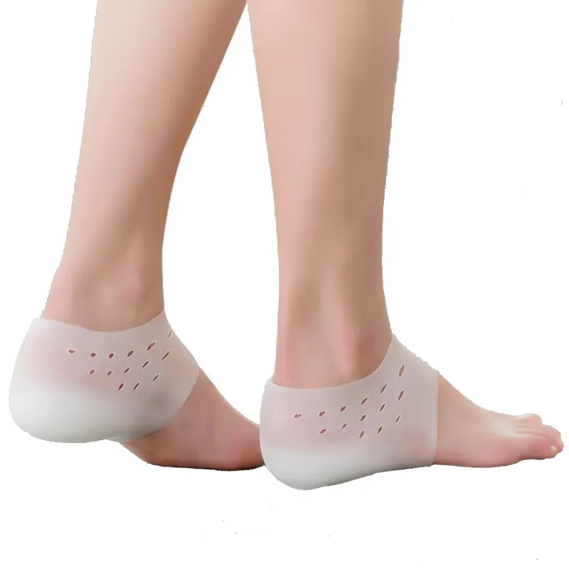 Unisex Invisible Height Increase Silicone Socks Gel Heel Pads Orthopedic Arch Support Heel Cushion Insoles Foot Massage Pad