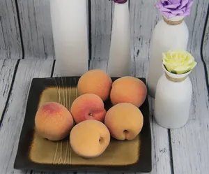 Model buah palsu, simulasi sentuhan asli buah persik buatan rumah model buah palsu