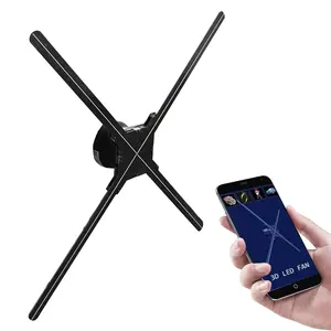 3D Hologram Chiếu Fan 4 Lưỡi Ba Chiều 18Cm Đến 180Cm Lớn Holographic Dẫn Hiển Thị Quảng Cáo Đám Mây Wifi App Điều Khiển