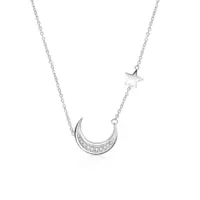 925 Sterling Silber Halbmond Halskette Halbmond Anhänger Mond und Stern Halskette Geschenk für Frauen Mädchen Liebhaber