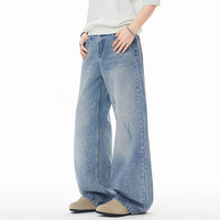 Jeans pour hommes de haute qualité, coupe large, bleu, style designer, coupe droite décontractée, effet délavé - Nouveauté