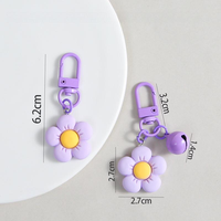 Ornamen Gantungan DIY Kecil dan Segar dari Plastik PVC Berwarna-warni, Kemasan Bentuk Hati, Gantungan Kunci Bunga Resin Berwarna untuk Anak Perempuan