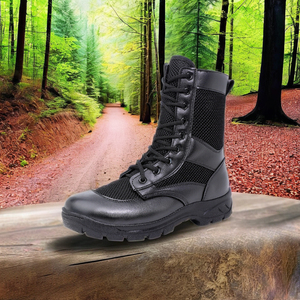 Bottes <span class=keywords><strong>de</strong></span> Randonnée Tactiques <span class=keywords><strong>de</strong></span> Sécurité Mi-Hautes en Cuir Noir, à Pointe d'Acier, pour Hommes et Femmes, Imperméables, en Caoutchouc Microfibre et PU - Product Image 3