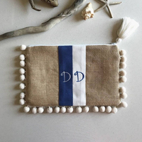 Vente en gros monogramme logo dames étuis à cosmétiques trousse de toilette gland lin trousse de maquillage personnalisée