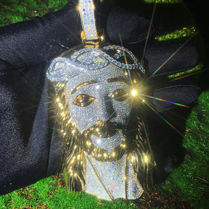 Hip Hop Joyería 14K Oro Moissanite Funy Jesús Pieza Colgante Oro Rosa Jesús Cabeza Cristo Esmalte Iced Out Colgante Personalizado - Product Image 3