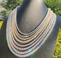 Chaîne Tennis Iced Out en Argent Massif S925 avec Moissanite 2mm 3mm sertie à griffes, Collier de Rappeur, Collection Warehouse Hip Hop Fire Jewelry