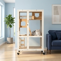 Villa pour chat minimaliste moderne, condo pour chat à plusieurs niveaux, en contreplaqué, MDF, fer, maison pour animaux de compagnie, intérieur/extérieur, pour toutes les saisons