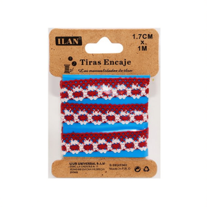 Cinghie in pizzo ILAN 1,7 cm x 1 m rosse, forniture per artigianato, per cucito e decorazioni - Product Image 1