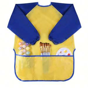 <b>Kids</b> Art Smock Drawing <b>Apron</b> Long Sleeve High Polyester Waterproof Painting <b>Apron</b> Three Pockets for Garden Kitchen Use - Product Image 2