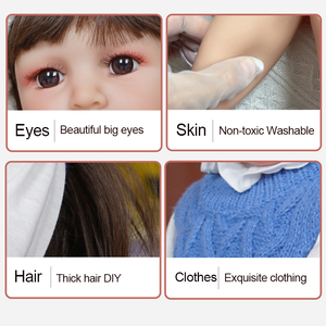 Búp bê Reborn chất liệu silicon mềm mại, chân thực, có chức năng thay đổi âm thanh khóc, cười, ngủ, quần áo có thể thay đổi. - Product Image 5