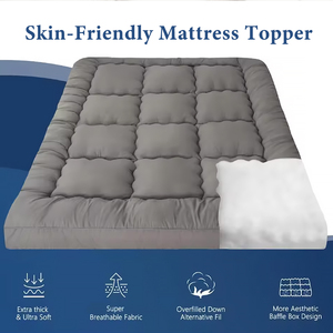 <span class=keywords><strong>Sur</strong></span>-<span class=keywords><strong>matelas</strong></span> en fibre de microfibre matelassé de couleur unie épaissie pour hôtels et maisons Literie douce et moelleuse Taille personnalisée - Product Image 3